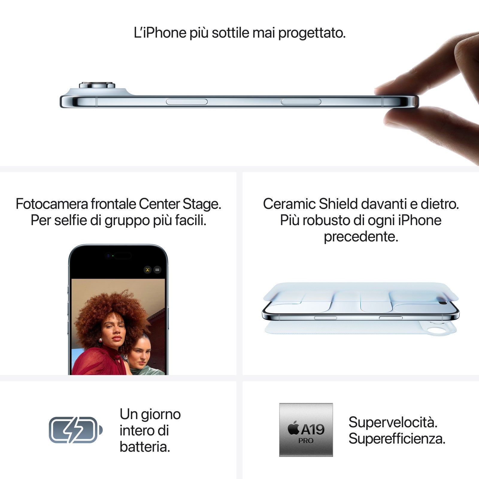 Apple iPhone Air - Smartphone Super Retina XDR 6,5", Chip A19 Pro, Doppia SIM